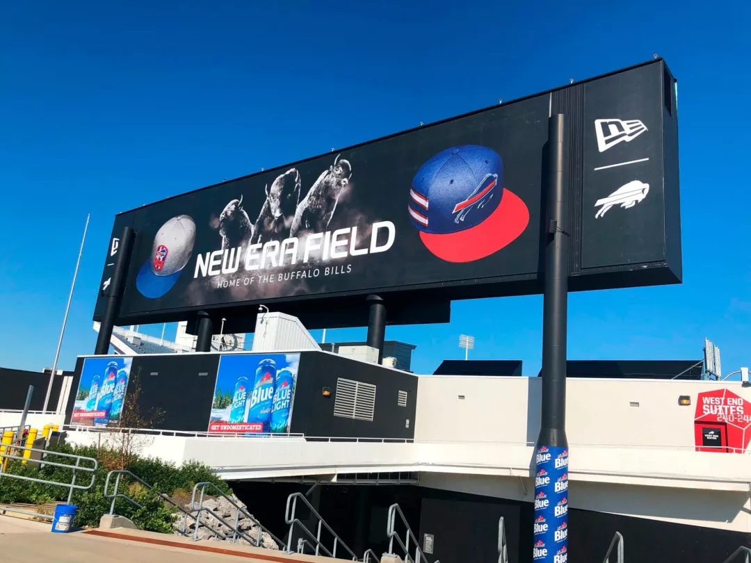 Large graphics outside of the Buffalo Bills stadium