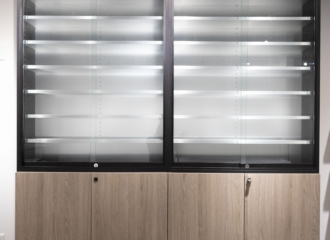 Cabinet with Floating Shelves | Wood and Glass Display Cabinet