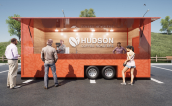 Custom TrailerBox for a Coffee Company | 3D Render of a Mobile Coffee Bar