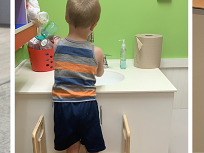 Singing Kid Songs While Cleaning Hands