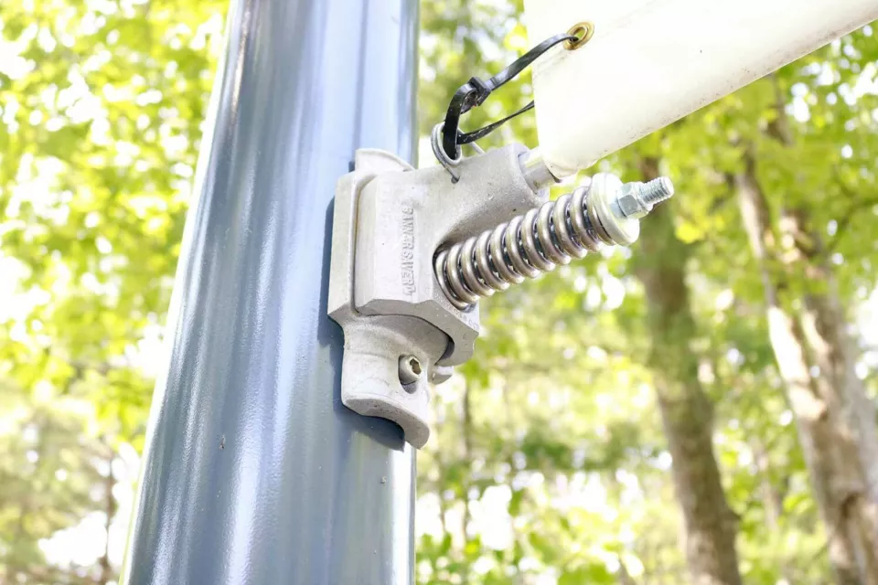 A BannerSaver Bracket for a Light Pole Banner