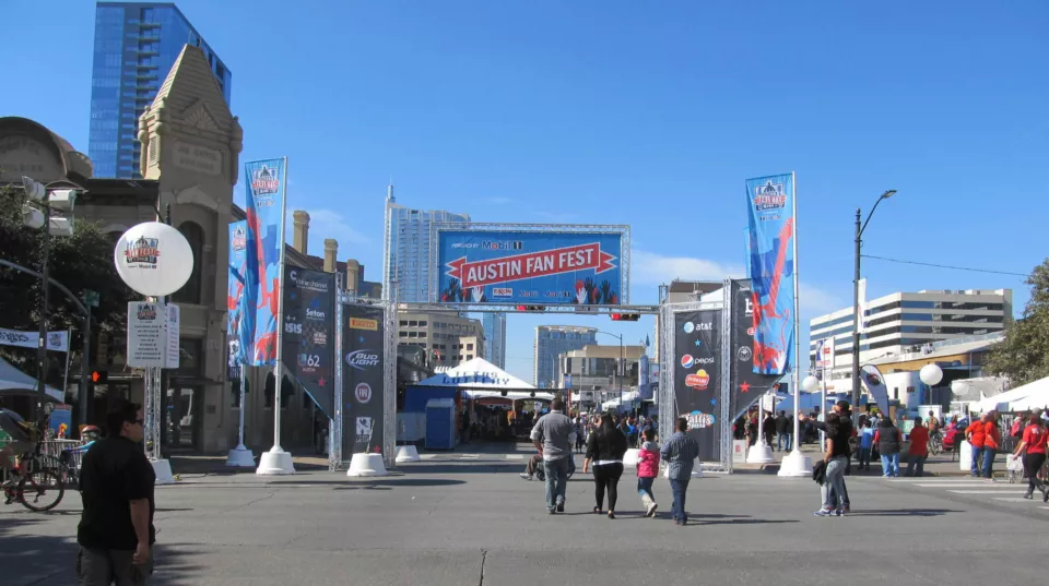 Truss Structure at Austin Fan Fest | Flags and Truss Signs