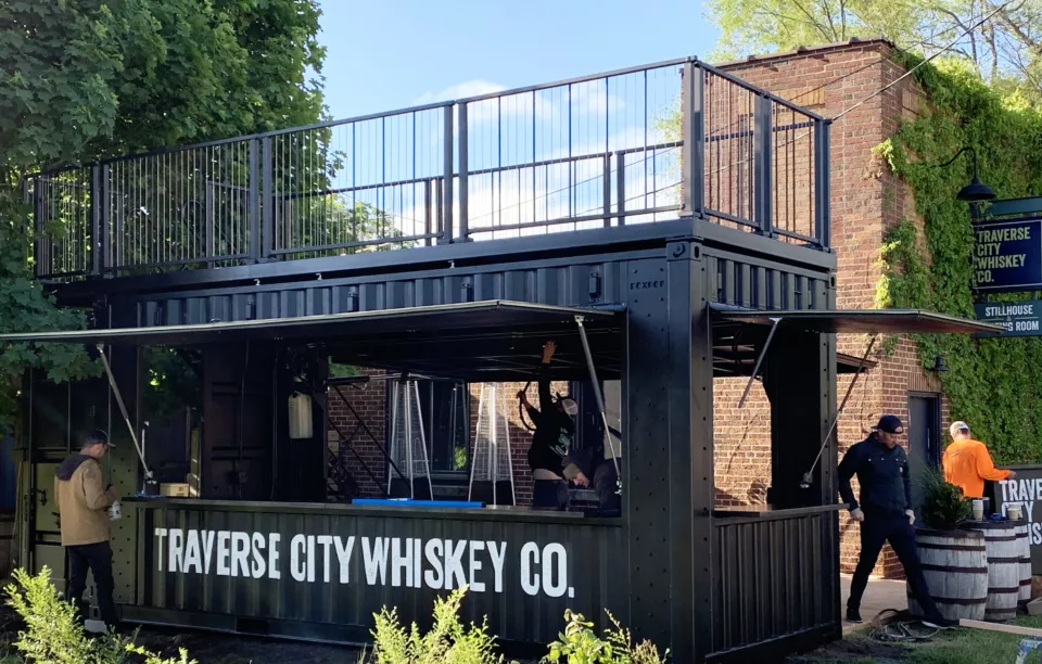 Outdoor Lounge Area | Custom Shipping Container with Awning