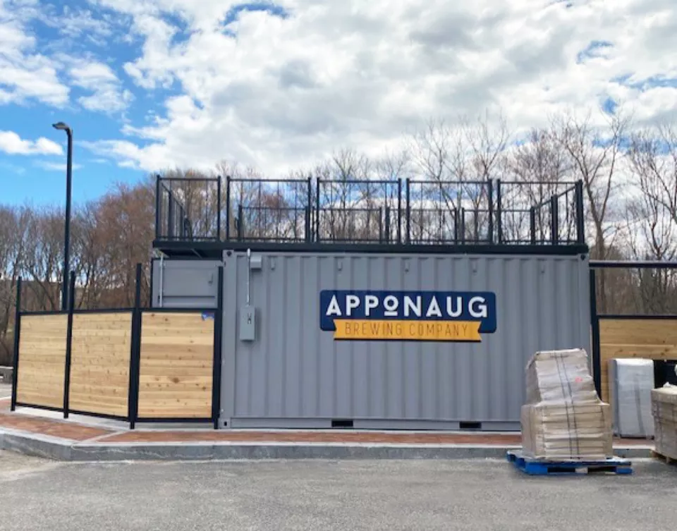 Custom Decal on Shipping Container Brewery | Additional Outdoor Seating Options