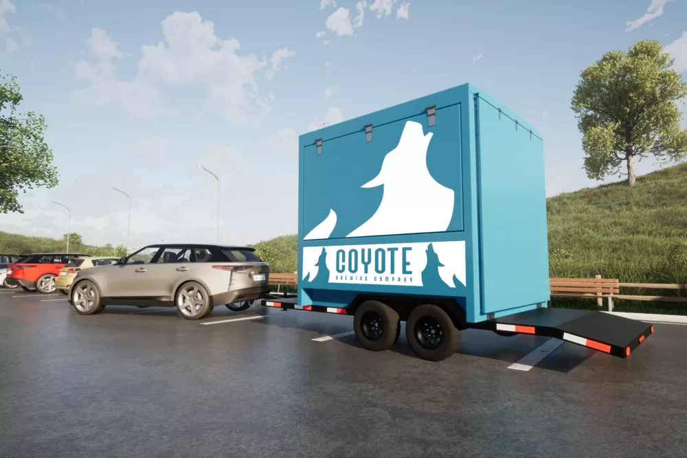 A Smaller Custom Trailer Box Being Towed | Transportable Stage