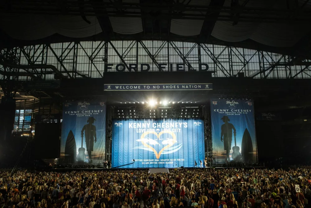 Kenny Chesney Fabric Backdrop at Ford Field | Large Scale Stage Backdrops
