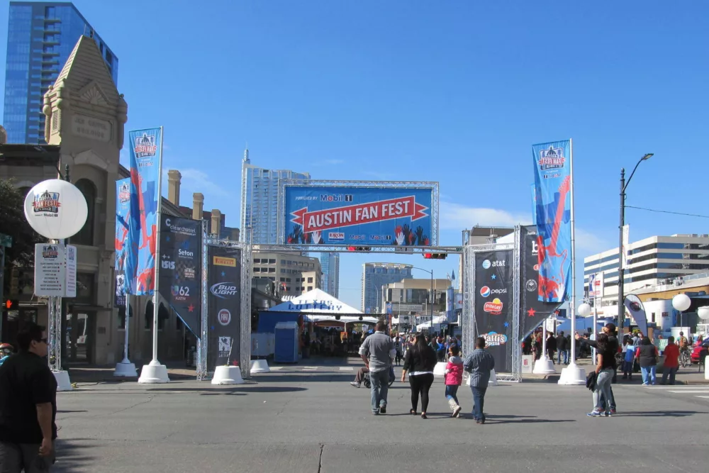 Truss Structure at Austin Fan Fest | Flags and Truss Signs