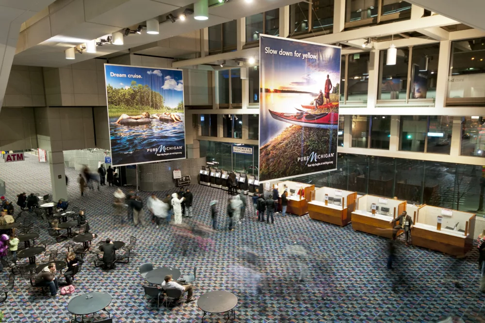Ceiling Banners | Automatic Drop Down Banners