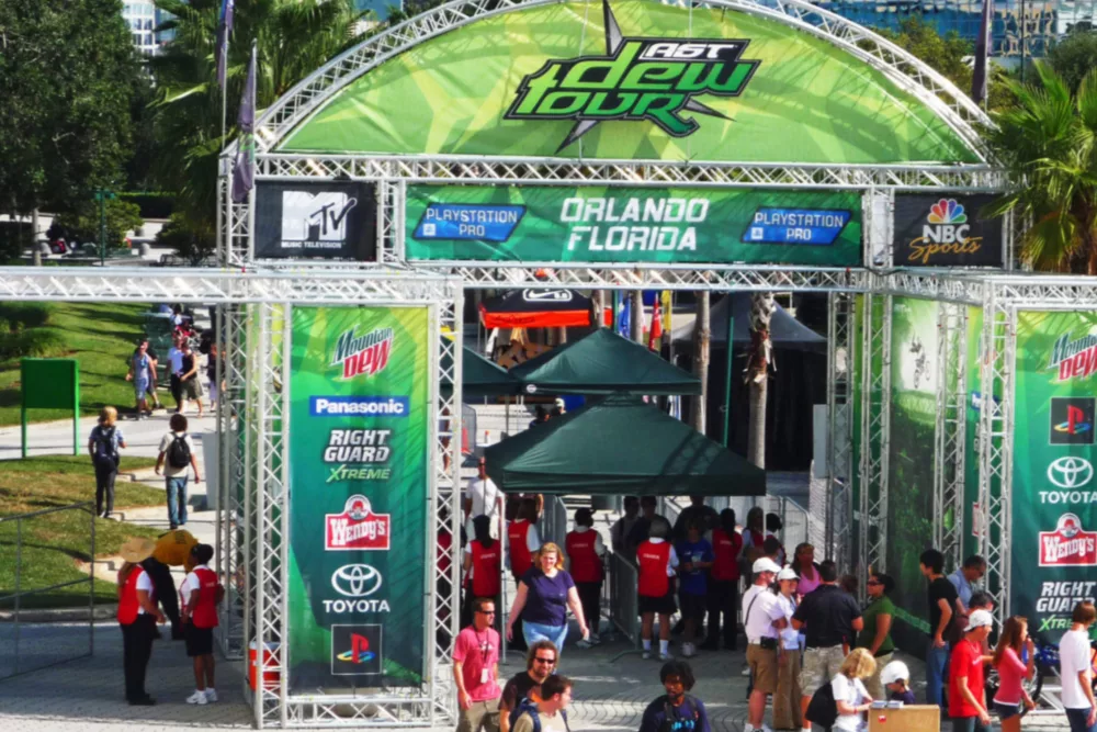 Event Truss as a Welcome Gate | Mountain Dew Dew Tour