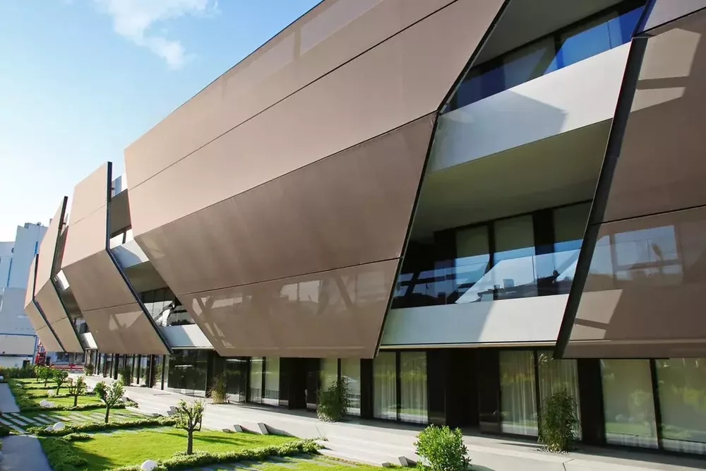 Textile Cladding Office Building | Custom Shaped Building Cladding