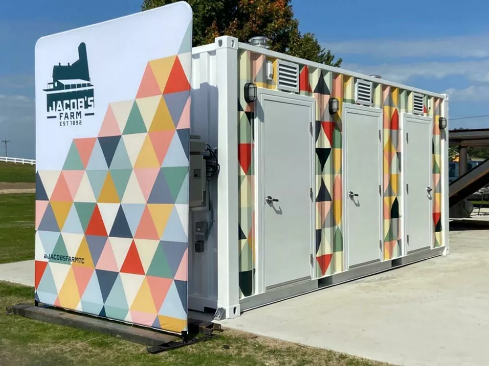Custom Painted Mobile Restrooms | Luxury Portable Bathrooms