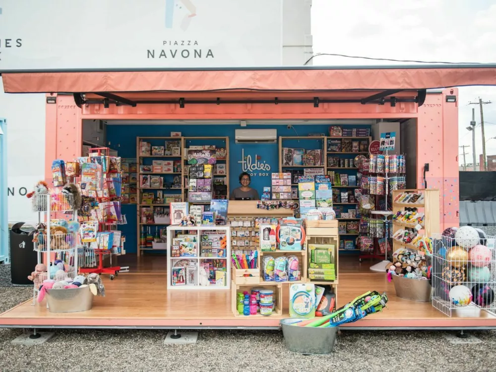 A Custom Shipping Container Being Used as a Retail Space for Books