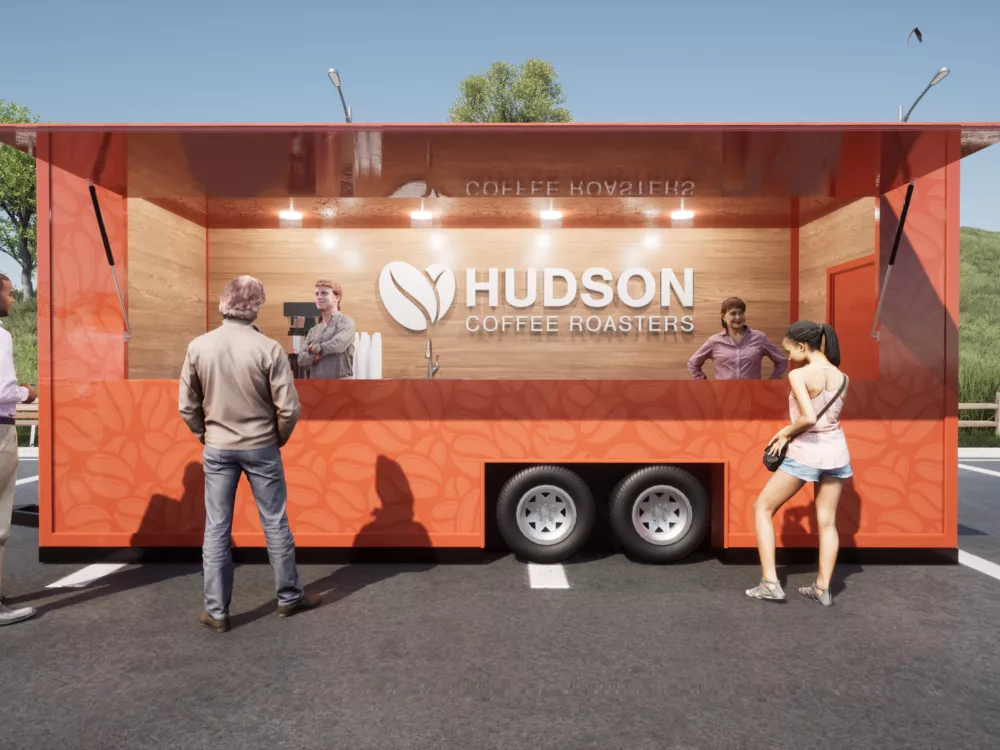 Custom TrailerBox for a Coffee Company | 3D Render of a Mobile Coffee Bar