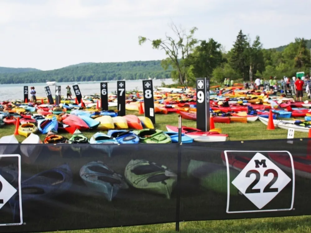 Mesh fence graphics at an M22 event
