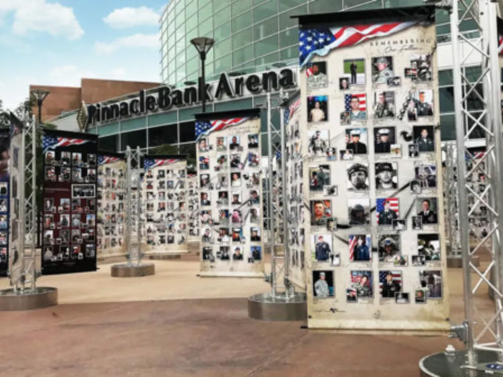 Mobile Memorial Display | Truss with BannerSaver Brackets and Banners