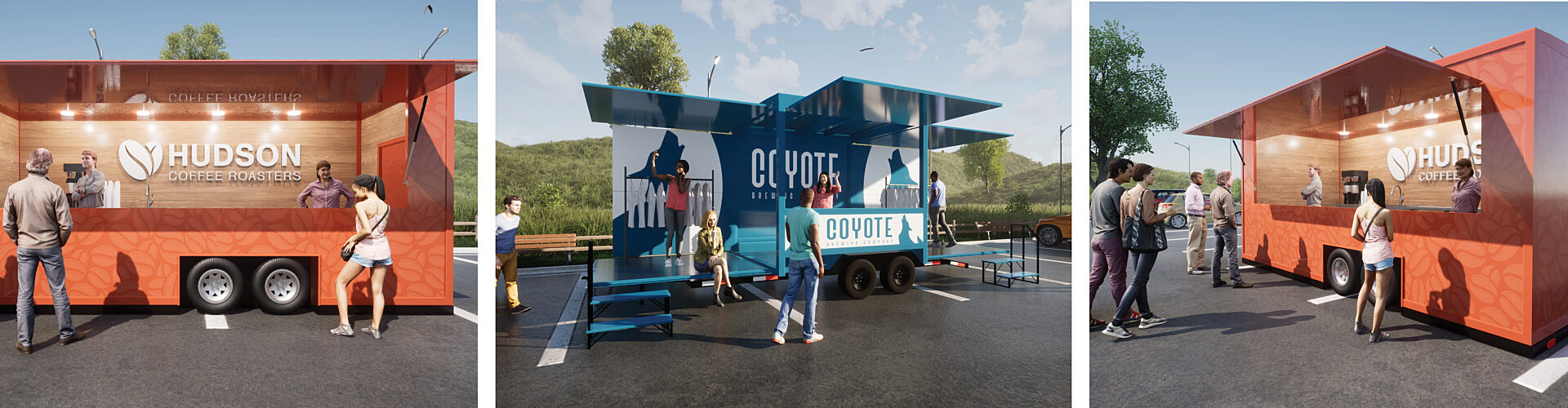 Various TrailerBox Renders | Mobile Bar and Stage