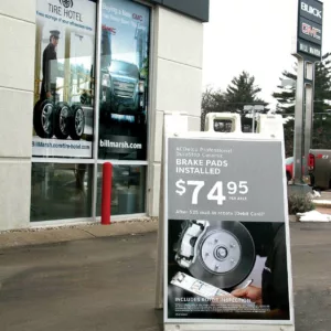 Folding a frame sandwich board bill marsh car dealership