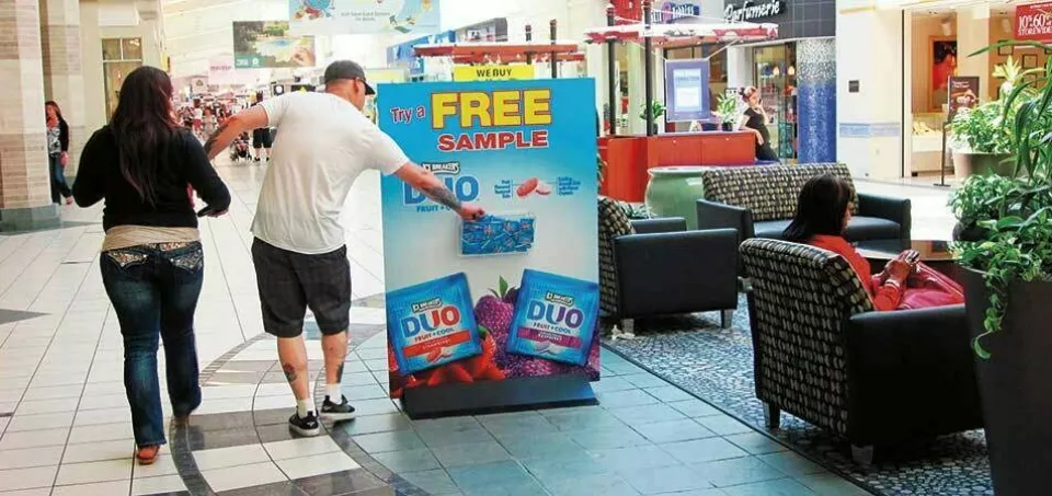 Standing Banner With Free Samples | Mall Display