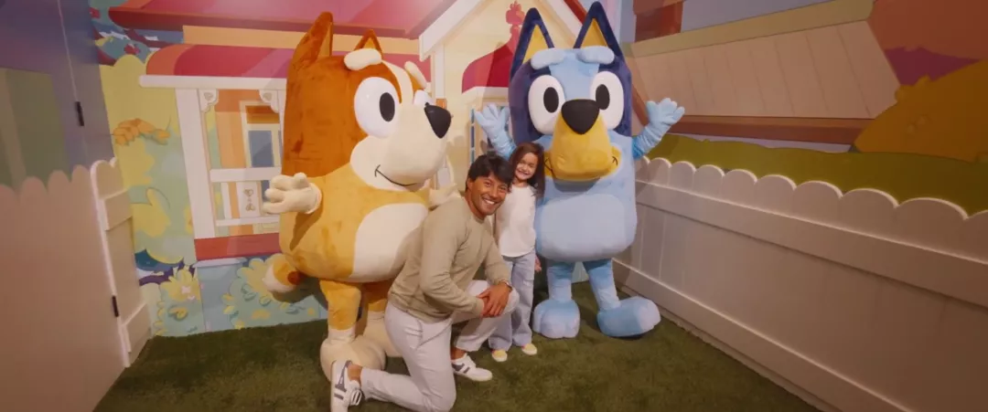 CAMP x Bluey mascots