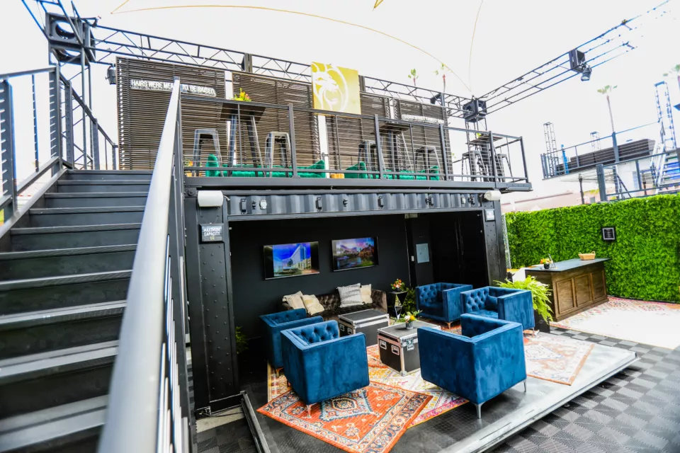 BoxPop Lounge Area with Rooftop Deck | Semi-Permanent Structures for Events